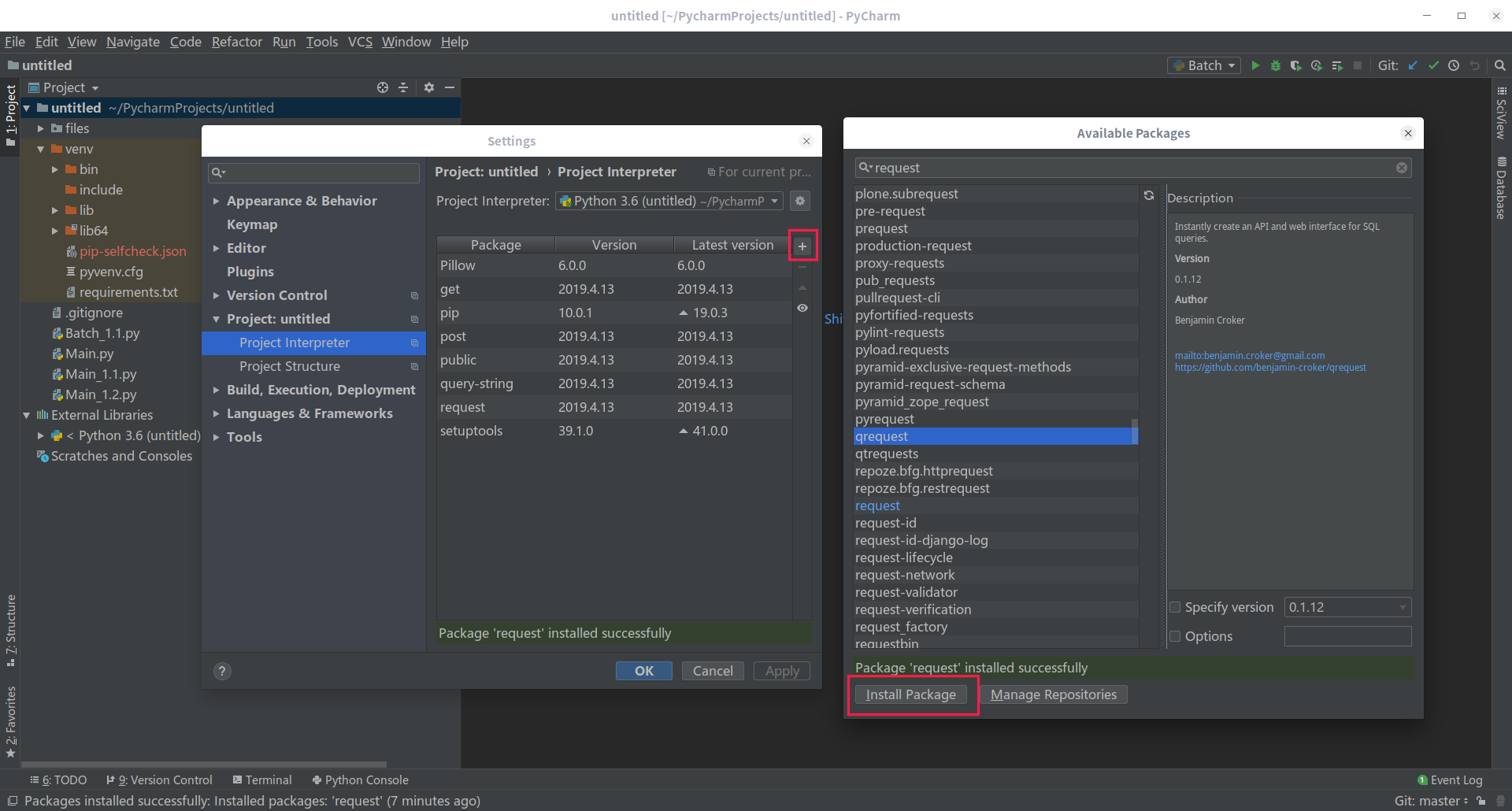 PyCharm install packages