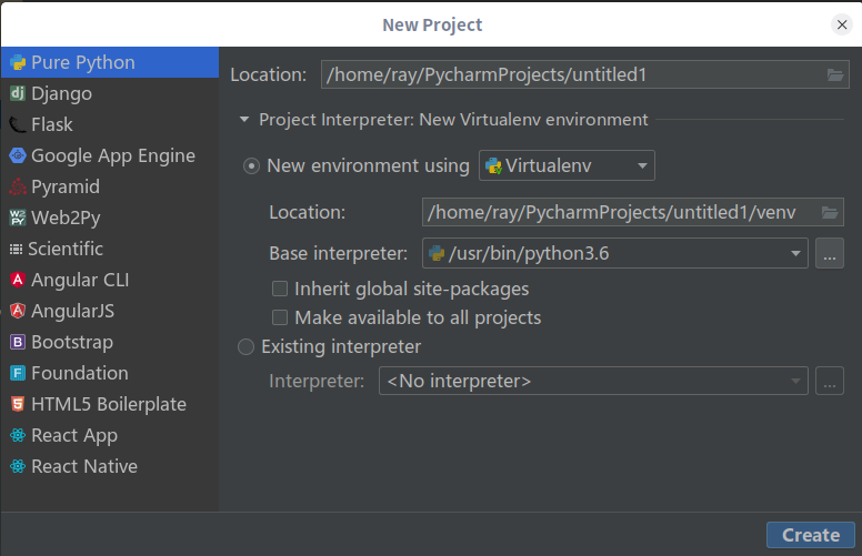 PyCharm New Project